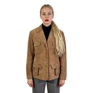 BGN&CO. BROWN LEATHER JACKET UTILITY POCKETS WOMENS SIZE XL